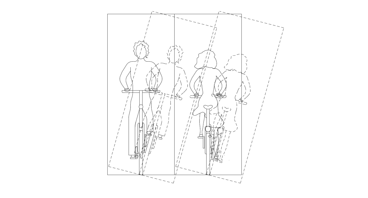 Fig. 1. Outlines of a space used by bicycle riders at a curve in the plan.